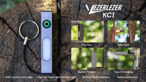 vezerlezer kc1 type c charging keychain light 400 lumen 260mah white and red side light